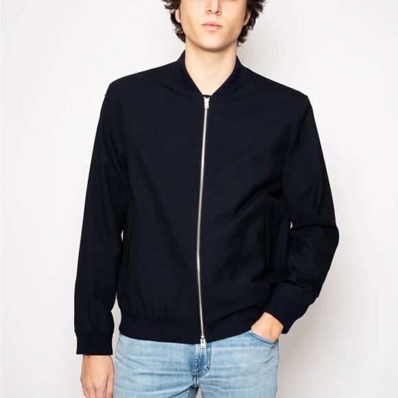 Closed Dark Night Black Wool Bomber Jacket Men’s Size Small New - Picture 1 of 5